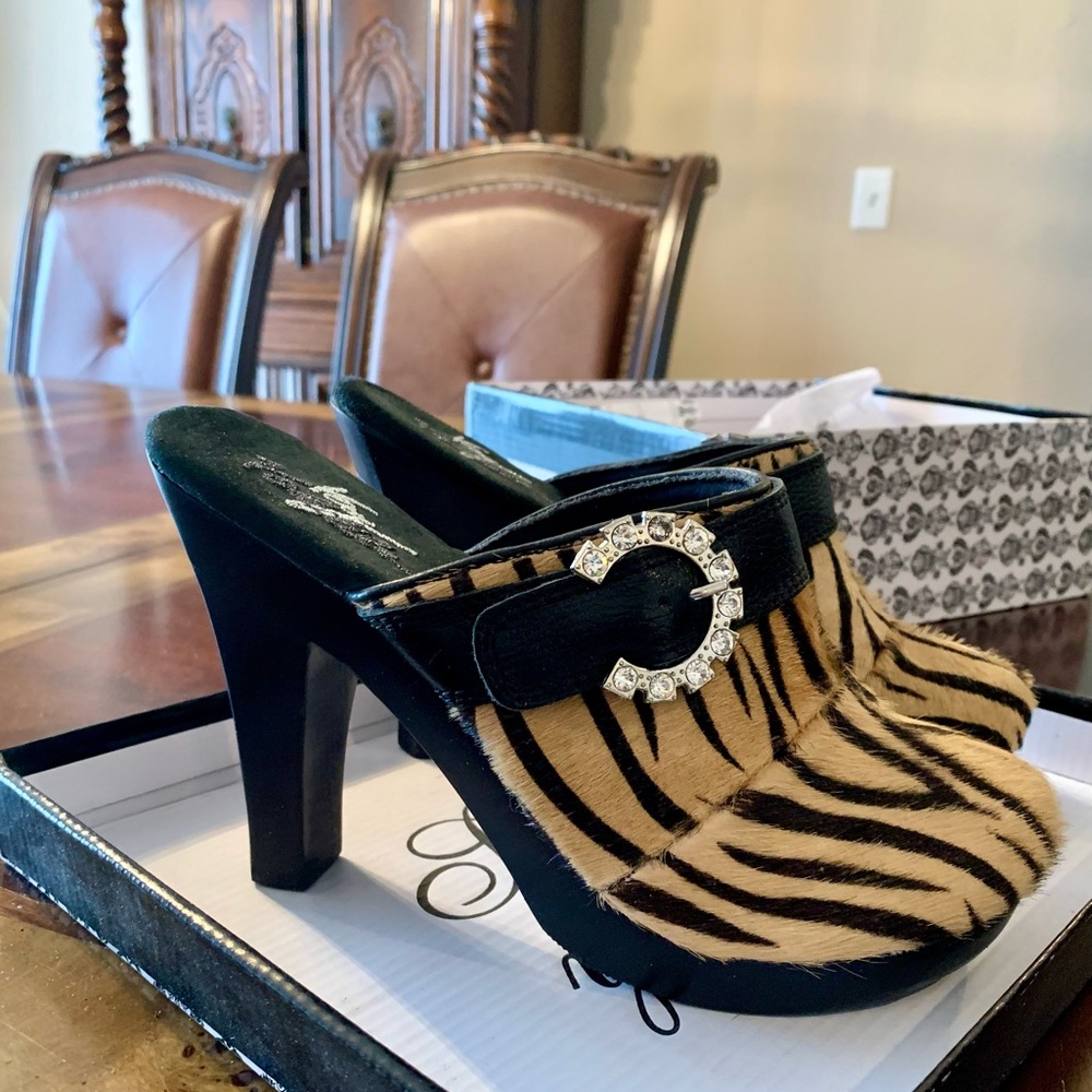 High Heel Tiger Print Mules Size 7